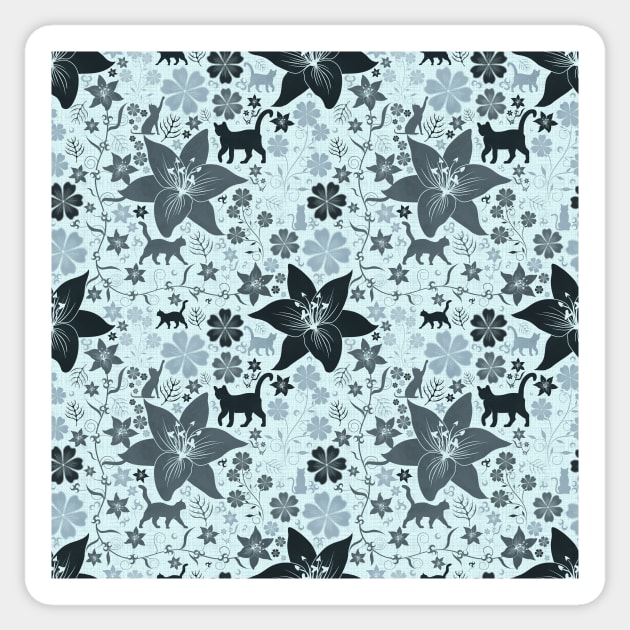 Cats and Flowers Baby Blue Sticker by cesartorresart